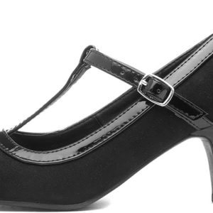 Faux Suede Buckle Court Shoes