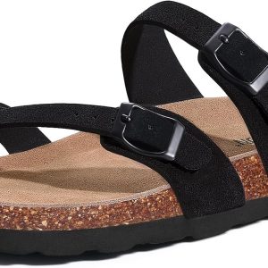 Suede Cork Footbed Sandals